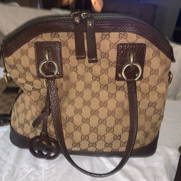 Gucci GG Fabric w/Leather Trim Tote - Picture 1 of 10